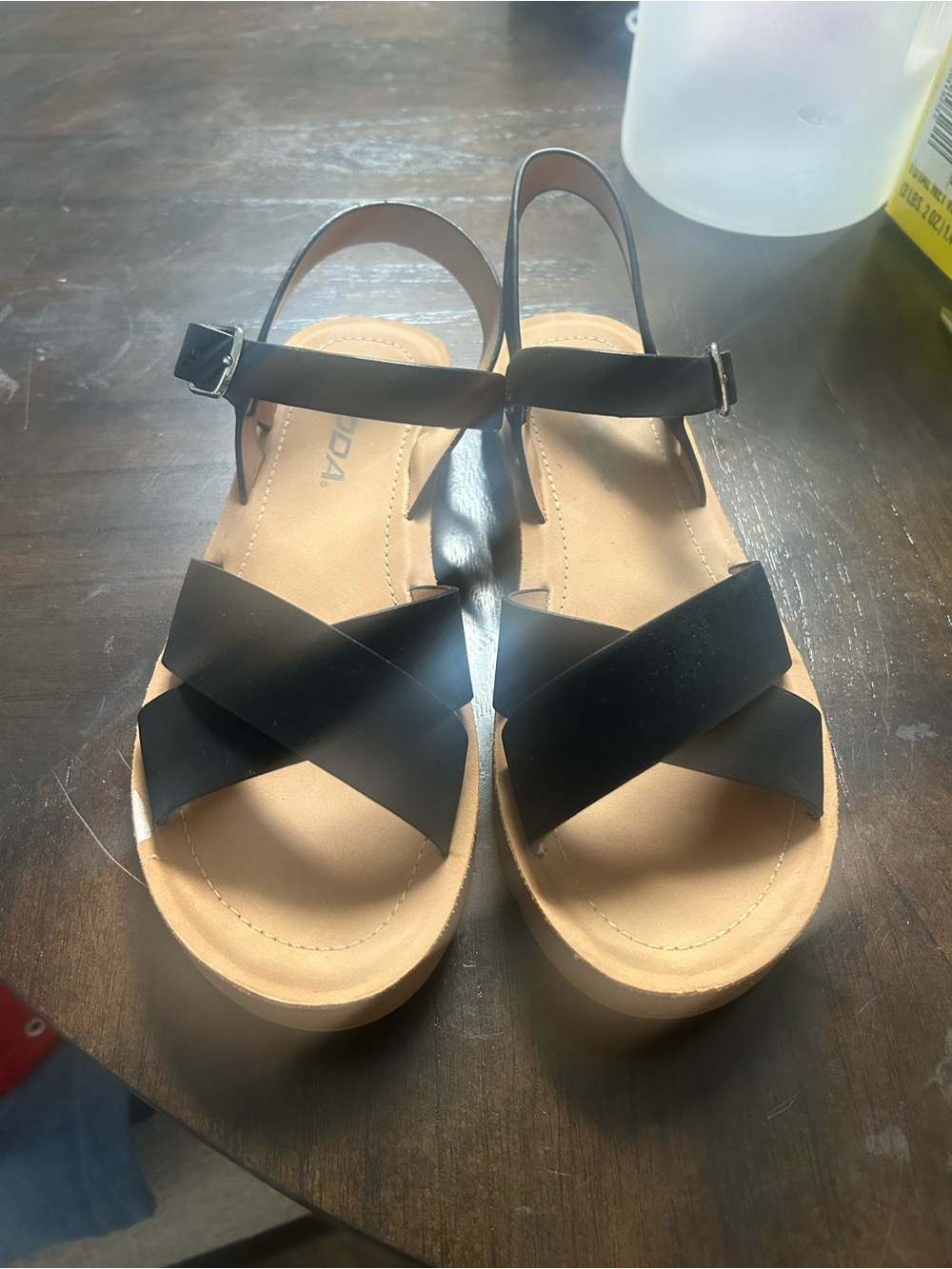 Women's Black Cross-Strap Slingback Sandals